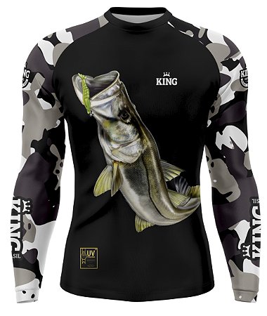 CAMISETA DE PESCA KING BRASIL GOLA CARECA COM PROTEÇÃO UV 50+ (KD00521)