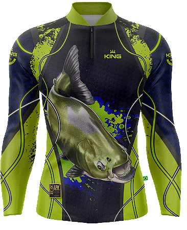CAMISETA DE PESCA KING BRASIL COM PROTEÇÃO UV 50+ (KFF610)