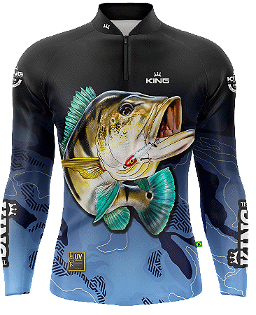 CAMISETA DE PESCA KING BRASIL COM PROTEÇÃO UV 50+ (KFF60N)