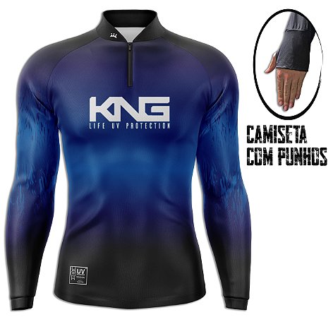 CAMISETA DE PESCA KING BRASIL COM PROTEÇÃO UV 50+ COM PUNHO (KNG-03)