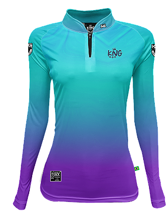 CAMISETA DE PESCA KING BRASIL COM PROTEÇÃO SOLAR UV 50+ (KD00530) - FEMININA