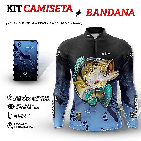 KIT CAMISETA + BANDANA KING BRASIL COM PROTEÇÃO UV 50+ (KFF60N)