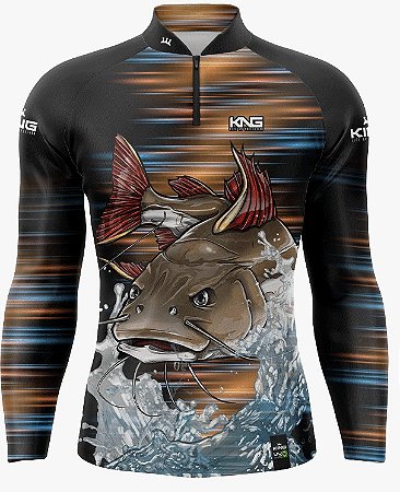 CAMISETA DE PESCA KING BRASIL COM PROTEÇÃO UV 50+ (KFF303N)