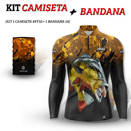 KIT CAMISETA + BANDANA KING BRASIL COM PROTEÇÃO UV 50+ (KFF10N)