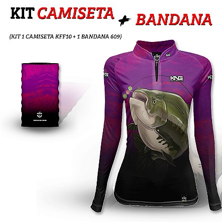 KIT CAMISETA + BANDANA KING BRASIL COM PROTEÇÃO UV 50+ (KFF609N)