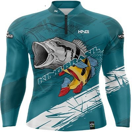 CAMISETA DE PESCA KING BRASIL COM PROTEÇÃO UV 50+ (KFF646N)