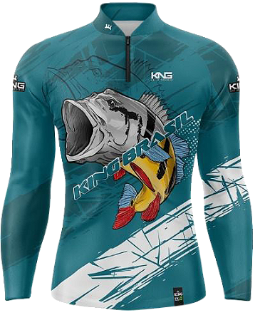 CAMISETA DE PESCA KING BRASIL COM PROTEÇÃO UV 50+ (KFF646N)