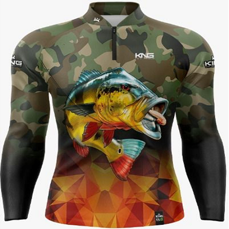 CAMISETA DE PESCA KING BRASIL COM PROTEÇÃO UV 50+ ( KFF10N )
