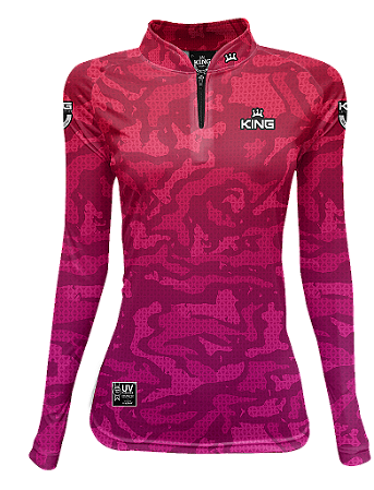 CAMISETA DE PESCA KING BRASIL COM PROTEÇÃO SOLAR UV 50+ (KFF614N) - FEMININA