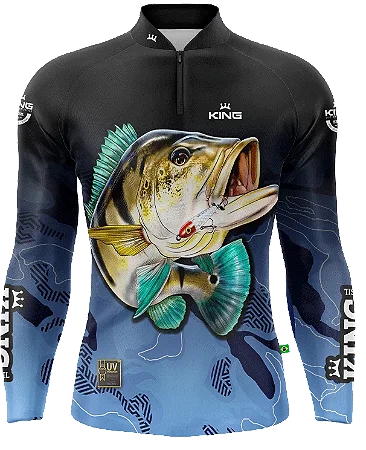 CAMISETA DE PESCA KING BRASIL COM PROTEÇÃO UV 50+ (KFF60N)