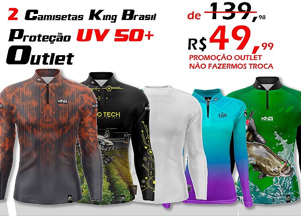 2 CAMISETAS KING BRASIL COM PROTEÇÃO UV 50+ (OUTLET)