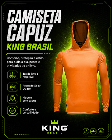 CAMISETA KING BRASIL CAPUZ - LARANJA