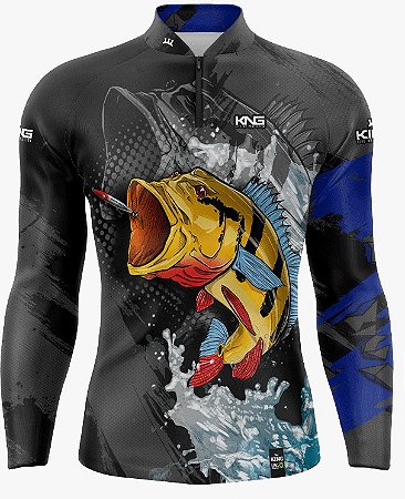 CAMISETA DE PESCA KING BRASIL COM PROTEÇÃO UV 50+ (KFF600N)