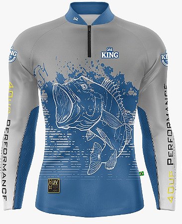 CAMISETA DE PESCA KING BRASIL COM PROTEÇÃO UV 50+ (KFF302)