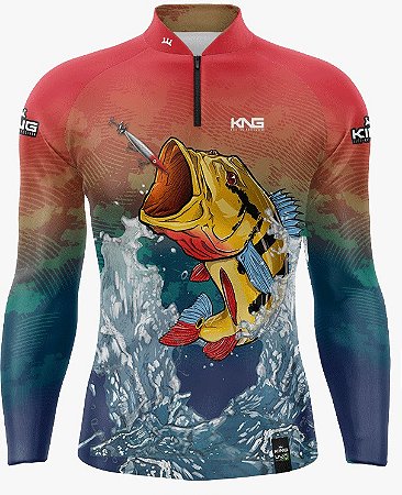 CAMISETA DE PESCA KING BRASIL COM PROTEÇÃO UV 50+ (KFF302N)
