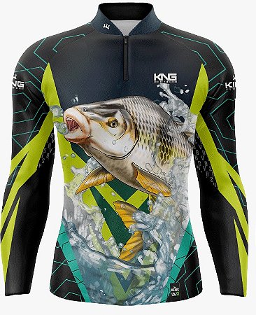 CAMISETA DE PESCA KING BRASIL COM PROTEÇÃO UV 50+ (KFF305N)