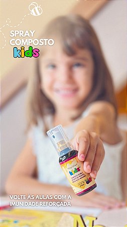 Spray Kids Composto de Mel e Extrato de Própolis Sabor Açaí e Morango