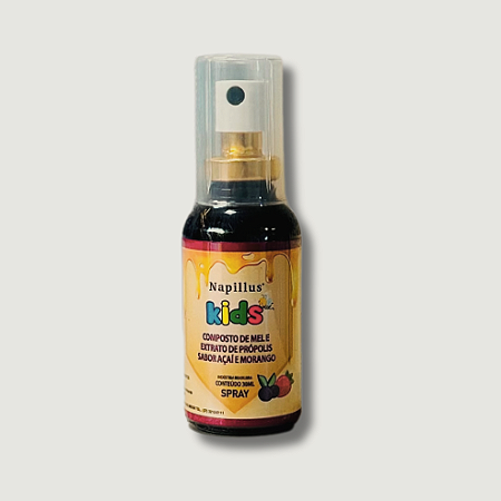 Spray Kids Composto de Mel e Extrato de Própolis Sabor Açaí e Morango