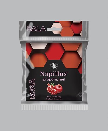 Bala de romã, mel e própolis Napillus 38 gramas