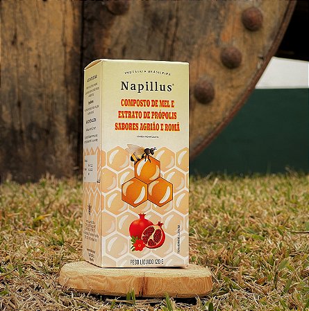 Composto de mel com extrato de própolis, sabor agrião e romã Napillus 120 gramas