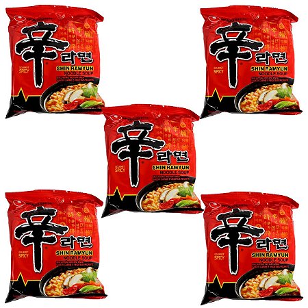 Kit 5 Unidades Lamen Shin Ramyun