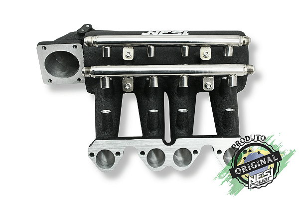 COLETOR DUALPLENUM VW AP 8V UNILATERAL BORBOLETA PARA FRENTE 8 BICOS -PRETO TEXTURIZADO