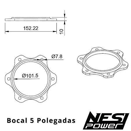 BOCAL DE APARAFUSAR + TAMPA UNIVERSAL 4” – AZUL ANODIZADO