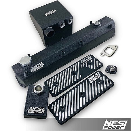 Kit OPALA 6CIL 1980 Tampa de válvulas + Reservatório de Respiro + Reservatório de Freio + Tampa de Tucho + Tampão Respiro 12AN - Preto Texturizado