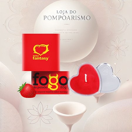 Vela para Massagem Sensual Fogo da Paixão Sabor Morango