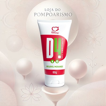 Lubrificante Íntimo Beijável Sabor Morango D4 Gel Lubrificante a Base D'água
