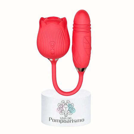 Estimulador Feminino Duplo Rosa Vai e Vem + Vibração – Clitóris e Penetração com 10 Modos