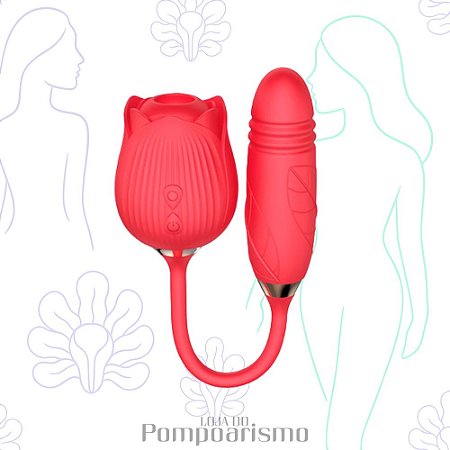 Estimulador Feminino Duplo Rosa Vai e Vem + Vibração – Clitóris e Penetração com 10 Modos
