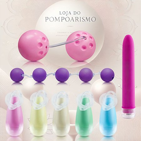 Kit Pompoarismo Completo Bolas Ben Wa Cones Pompoar Colar Tailandês Personal Vibrador 17cm