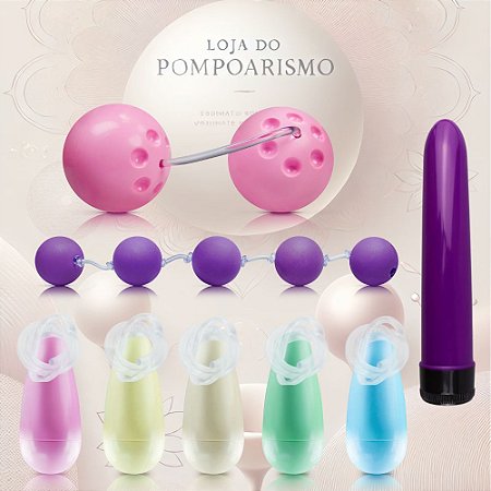 Acessórios para Prática do Pompoarismo Personal 17cm Kit Cones Pompoar Bola Ben War e Colar Tailandês