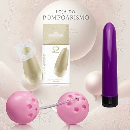Kit Essencial Pompoarismo - Bola Ben Wa, Cone 45g e Personal 17cm