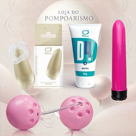 Kit Iniciante de Pompoarismo com Lubrificante Bola Ben Wa, Cone 45g e Personal 13cm