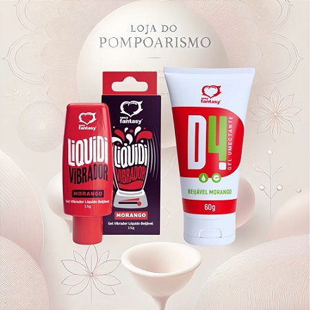 Kit Prazer com Sabor Morango – Gel Excitante com Vibração + Lubrificante Beijável