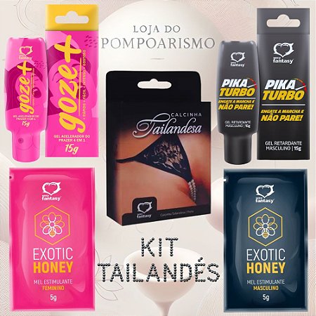 Kit Casal com Calcinha Tailandesa, Mel Estimulante e Gel Excitante