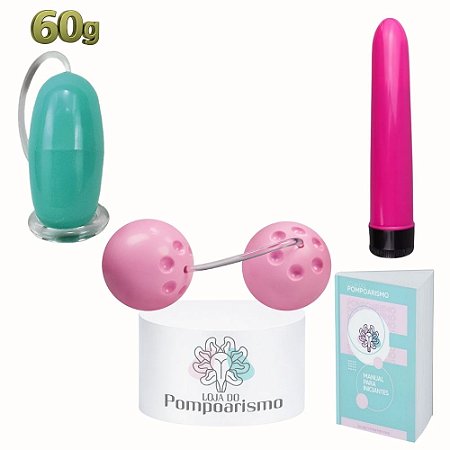 Kit Pompoarismo com Cone Dell 60g, Bolas Ben-Wa e Personal Vibratório