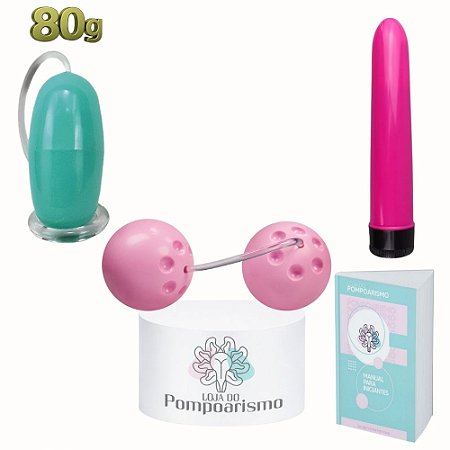 Kit Pompoarismo com Cone Dell 80g, Bolas Ben-Wa e Personal Vibratório