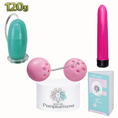 Kit Pompoarismo com Cone Dell 120g, Bolas Ben-Wa e Personal Vibratório
