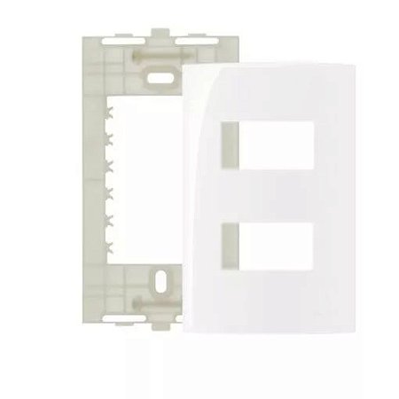 CONJ 4X2 PLACA + SUPORTE 2 POSTOS SEPARADOS BR SLEEK - 16024