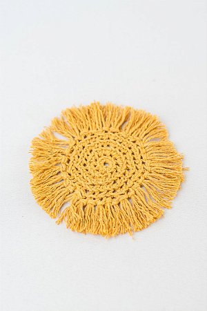 Porta Copo Crochet Mostarda - 4 unidades