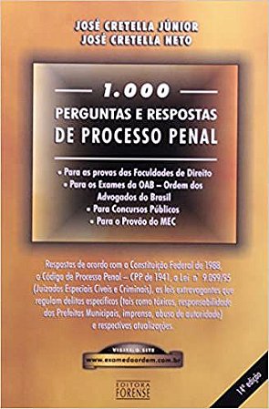 1000 Perguntas E Respostas De Processo Penal Cretella Junior, José