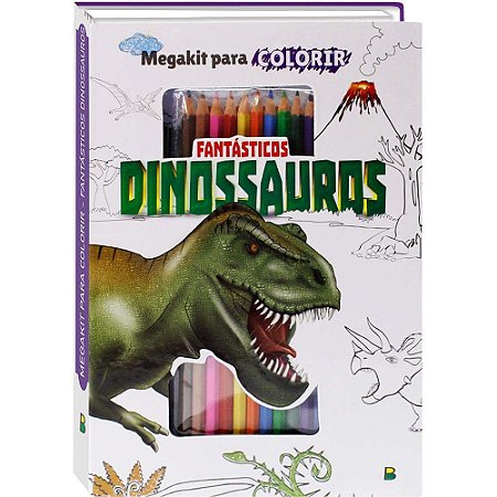 MEGA KIT PARA COLORIR FANTÁSTICO DINOSSAUROS LIVRO INFANTIL