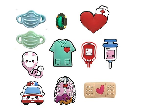 Pins / Botons para Crocs Kit Medicina Pedra