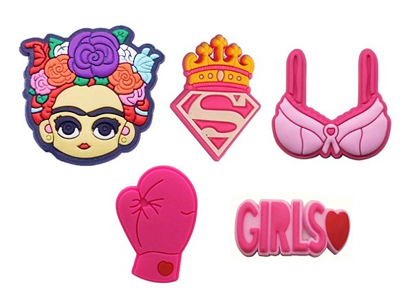 Pins / Botons Crocs Kit Feminismo Girl Power Frida Kahlo