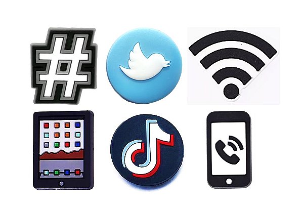 Pins / Botons para Crocs Kit Redes Sociais Tiktok Twitter