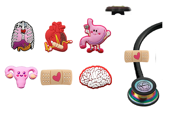 Kit Enfeite Pediatria Estetoscópio Caneta Lápis Medicina