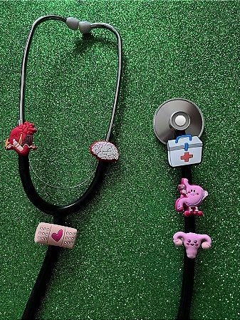 Kit Enfeite Pediatria Estetoscópio Caneta Lápis Medicina